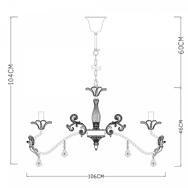 Подвесная люстра Arte Lamp ANGELINA A5349LM-8WH