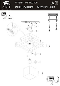 Светильник потолочный Arte Lamp A8252PL-1BR