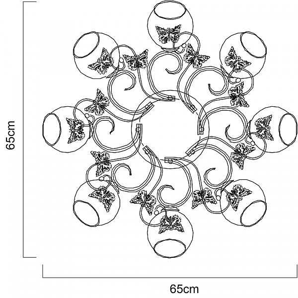 Люстра с бабочками Alessandra A5004PL-8AB Arte Lamp