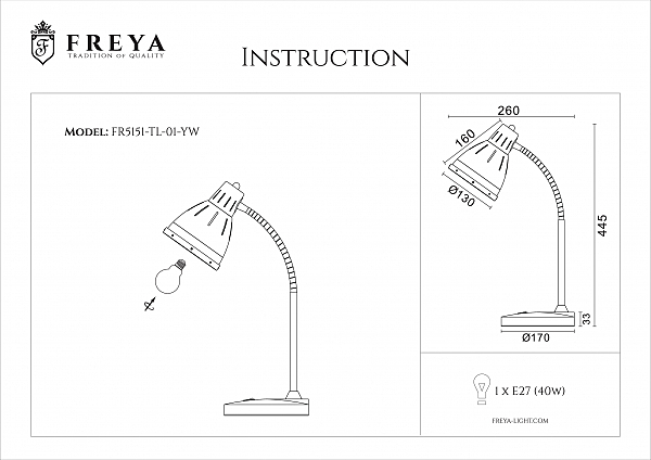 Офисная настольная лампа Freya Nina FR5151-TL-01-YW