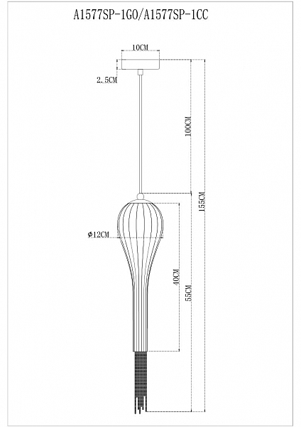 Светильник подвесной Arte Lamp Waterfall A1577SP-1GO