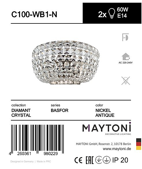 Настенное бра Maytoni Basfor C100-WB1-N