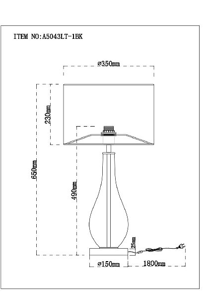 Настольная лампа Arte Lamp Naos A5043LT-1BK