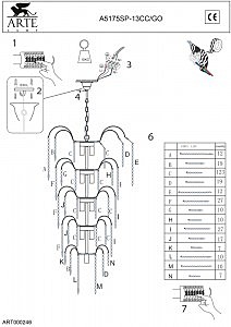 Подвесная люстра Arte Lamp WATERFALL A5175SP-13CC