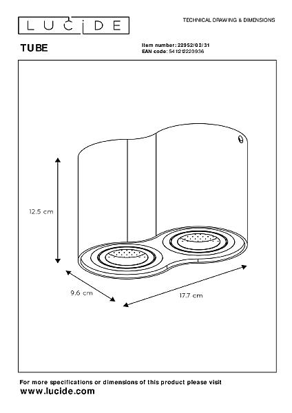 Накладной светильник Lucide Tube 22952/02/31