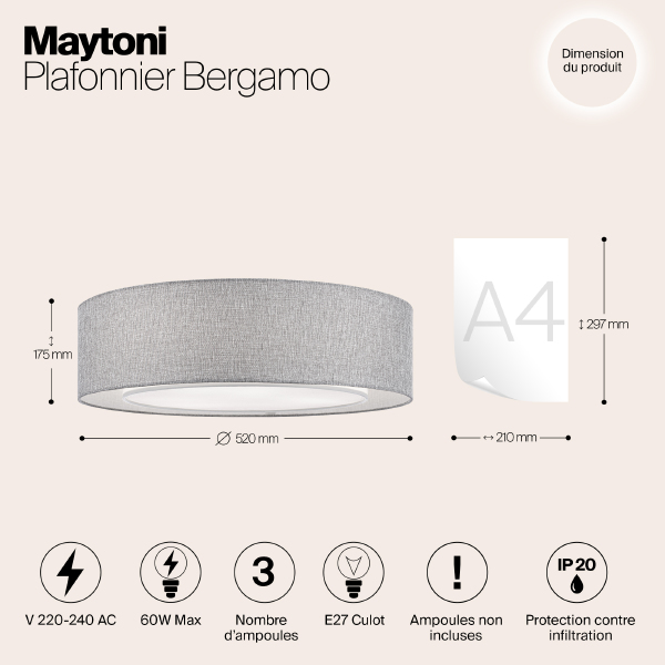 Светильник потолочный Maytoni Bergamo MOD613CL-04GR