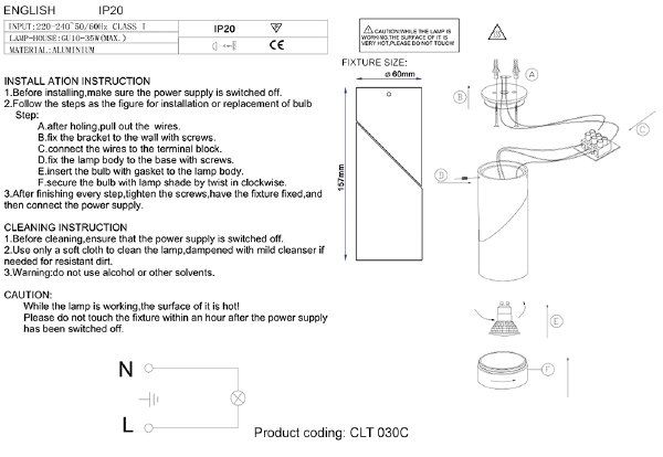 Накладной светильник Crystal Lux Clt 030 CLT 030С BL