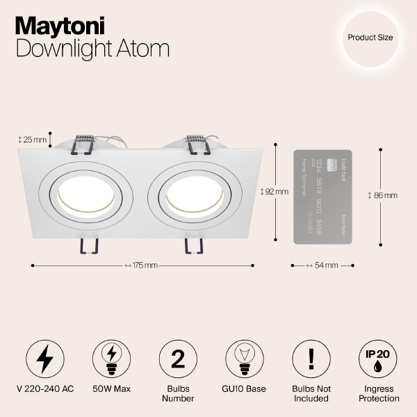 Встраиваемый светильник Maytoni Atom DL024-2-02W