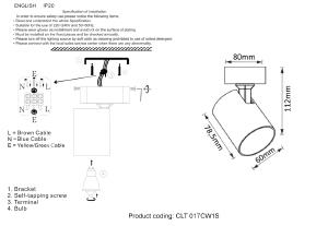 Светильник спот Crystal Lux Clt 017 CLT 017CW1S WH