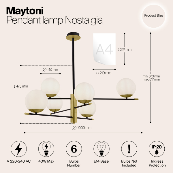 Потолочная люстра Maytoni Nostalgia MOD048PL-06G