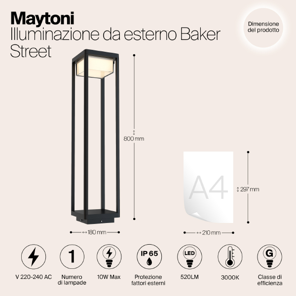 Уличный наземный светильник Maytoni Baker Street O021FL-L10B3K