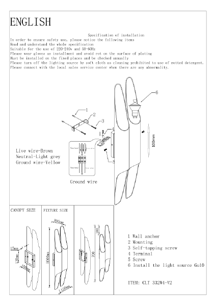 Настенное бра Crystal Lux CLT 332-V2 CLT 332W4-V2 BL-GO