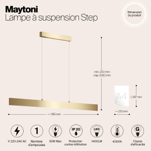 Светильник подвесной Maytoni Step P010PL-L30G4K