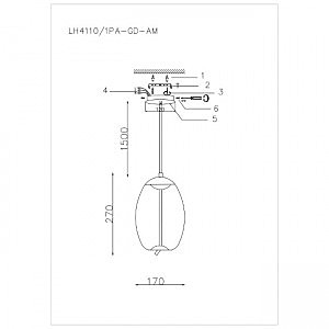 Светильник подвесной Lumien Hall Avila LH4110/1PA-GD-AM