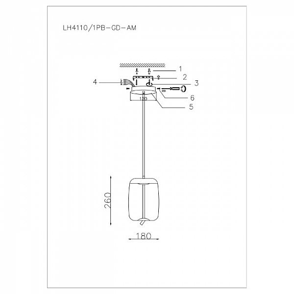 Светильник подвесной Lumien Hall Avila LH4110/1PB-GD-AM