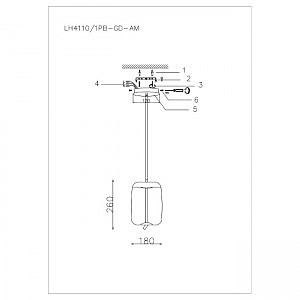 Светильник подвесной Lumien Hall Avila LH4110/1PB-GD-AM