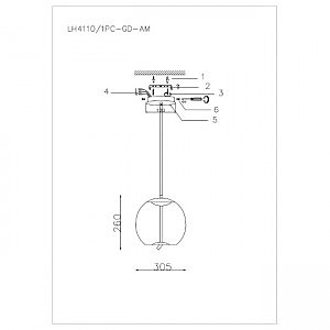 Светильник подвесной Lumien Hall Avila LH4110/1PC-GD-AM