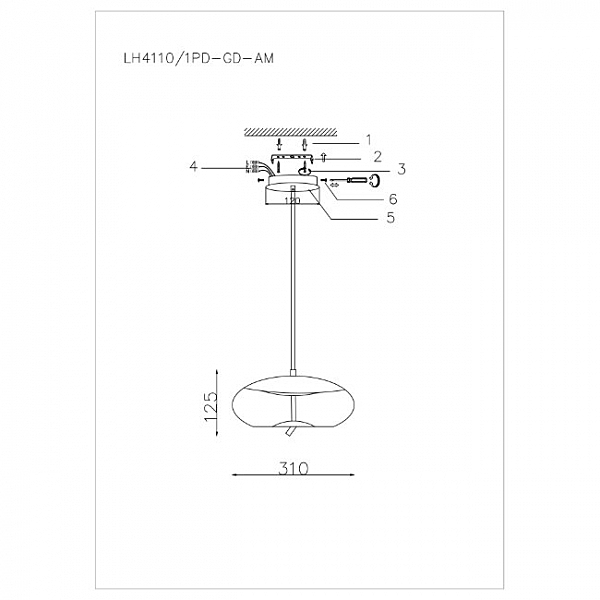 Светильник подвесной Lumien Hall Avila LH4110/1PD-CR-BL