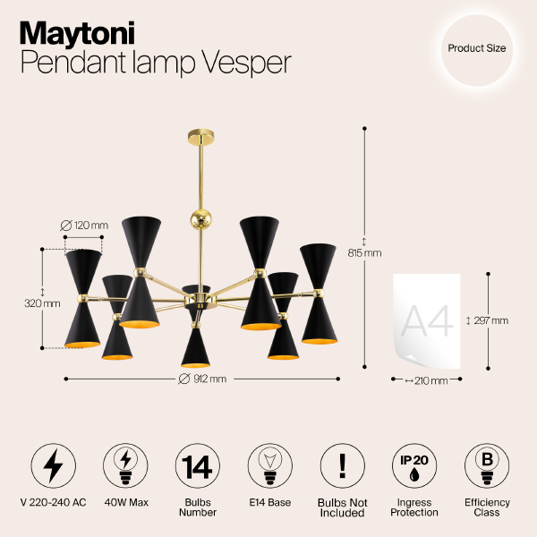 Люстра на штанге Maytoni Vesper MOD108PL-14GB