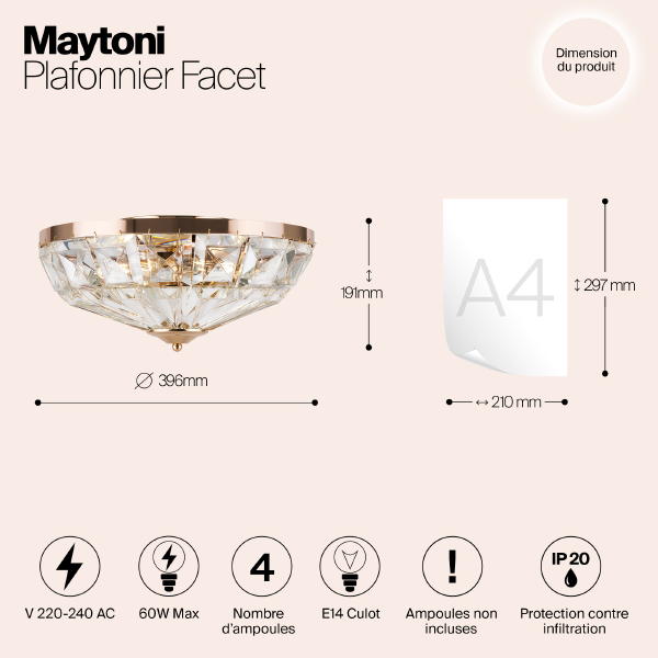 Светильник потолочный Maytoni Facet MOD094CL-04G