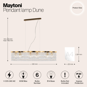 Подвесная люстра Maytoni Dune DIA005PL-06G