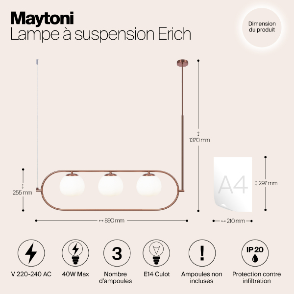 Люстра на штанге Maytoni Erich MOD221PL-03BS