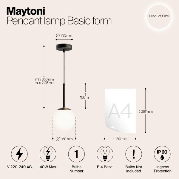 Светильник подвесной Maytoni Basic form MOD321PL-01B