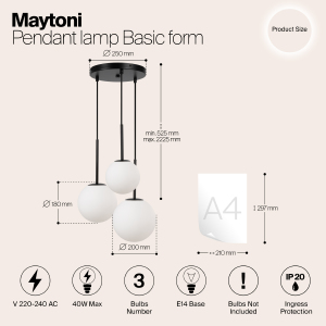 Светильник подвесной Maytoni Basic form MOD321PL-03B