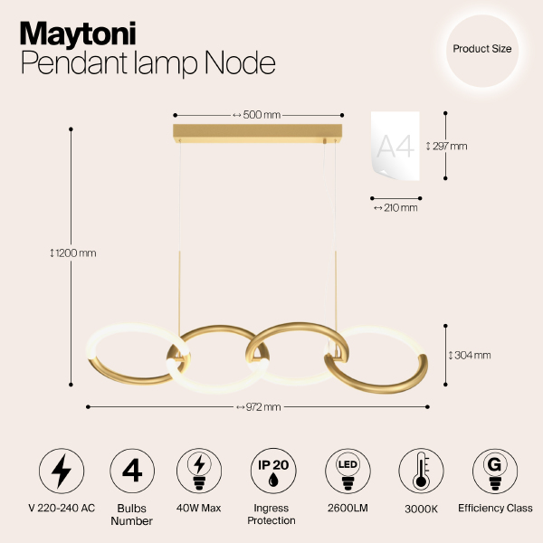 Подвесная люстра Maytoni Node MOD165PL-L40G3K