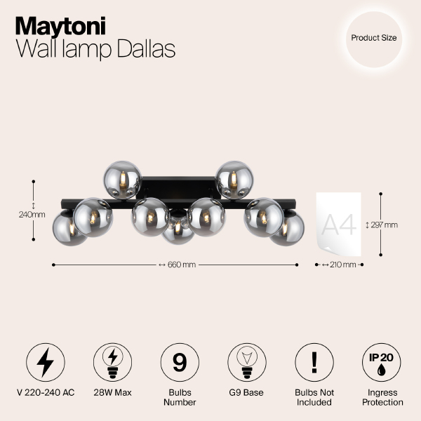 Настенное бра Maytoni Dallas MOD547WL-09B