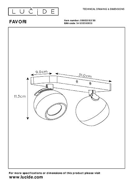 Светильник спот Lucide Favori 09932/02/30