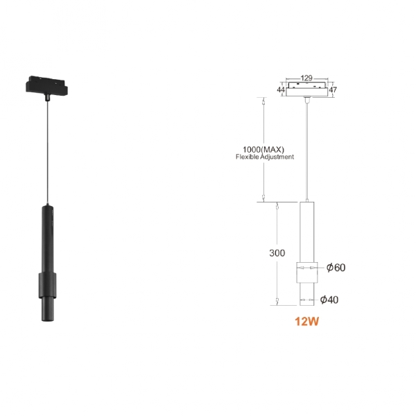 Трековый светильник iLEDEX TECHNICAL VISION48/22 4822-014-H320-12W-24DG-3000K-BK